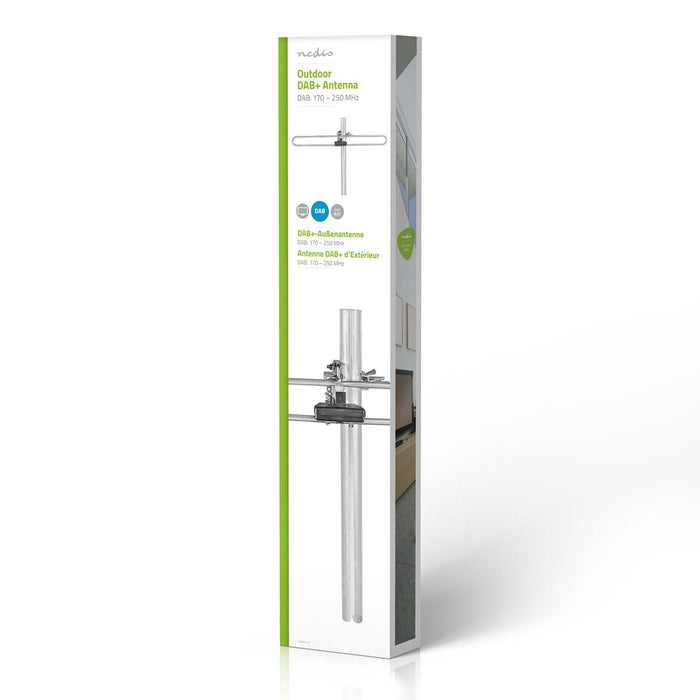 Nedis Outdoor DAB+ Antenna - Passive, Reception range: 0-50 km, Gain: 4 dB, Gain: 4 dB - Aluminium