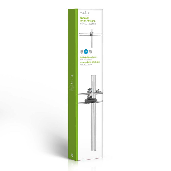 Nedis Outdoor DAB+ Antenna - Passive, Reception range: 0-50 km, Gain: 4 dB, Gain: 4 dB - Aluminium