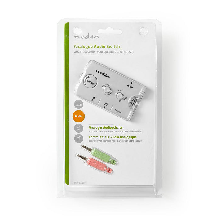 Nedis Audio Switch - Connection input: 2x 3.5 mm Male, Connection output: 3x 3.5 mm Female + 2.5 mm Female, Function control: Manual, Function control: Manual - Number of buttons: 3