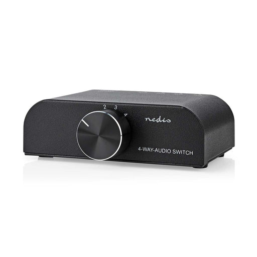 Nedis Analogue Audio Switch - 4 port(s), Connection input: 1x 3.5 mm Audio Input / 3x (2x RCA Female), Connection output: 1x (2x RCA Female), Metal - Anthracite