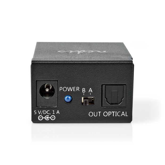 Nedis Digital Audio Switch - 2-way, Connection input: DC Power / 2x TosLink, Connection output: TosLink Female, Metal - Black