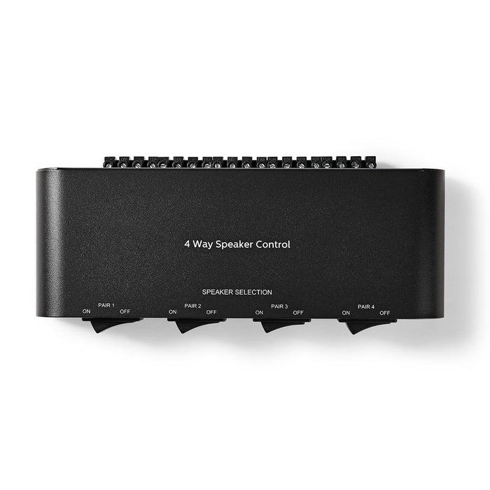 Nedis Speaker Control Switchbox - 4 port(s), Terminal Screws, Speaker impedance: 4-16 Ohm, Aluminium - Black