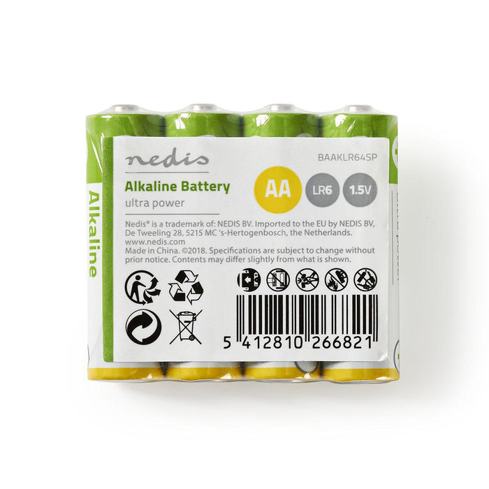 Nedis Alkaline Battery AA - 1.5 V DC - 4-shrink pack, 