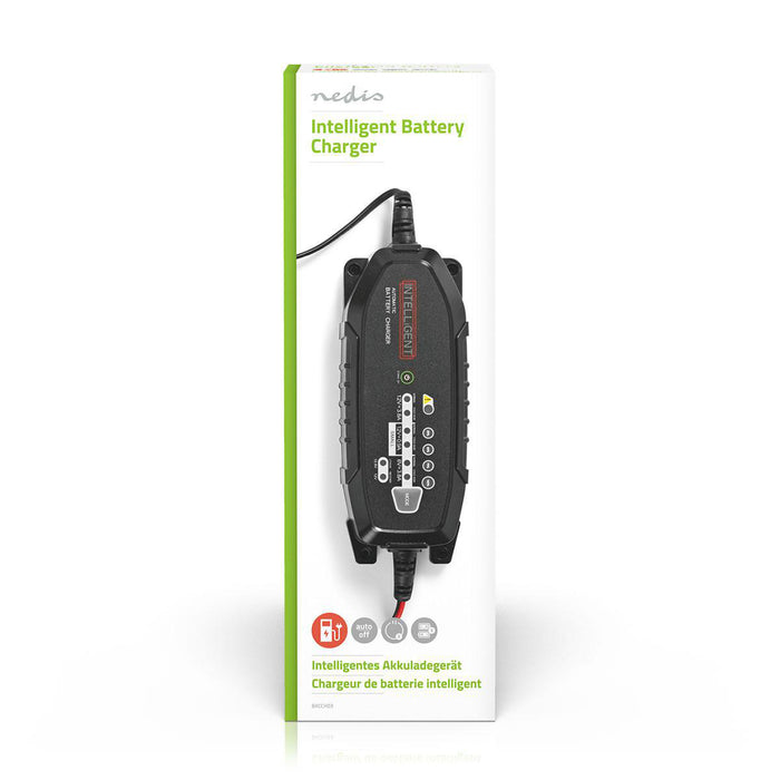 Nedis Lead-Acid Battery Charger - 6 / 12 / 12.8 V DC, 3.8 A, Trickle charging, Battery type: AGM / Gel / Lead Acid / SLA / VRLA - Black