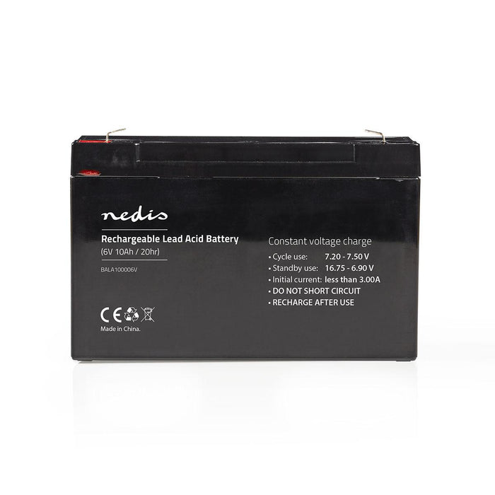 Nedis Battery - Lead-Acid, Rechargeable, 6 V, 6 V - 10000 mAh