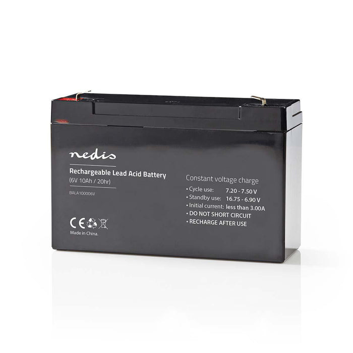 Nedis Battery - Lead-Acid, Rechargeable, 6 V, 6 V - 10000 mAh