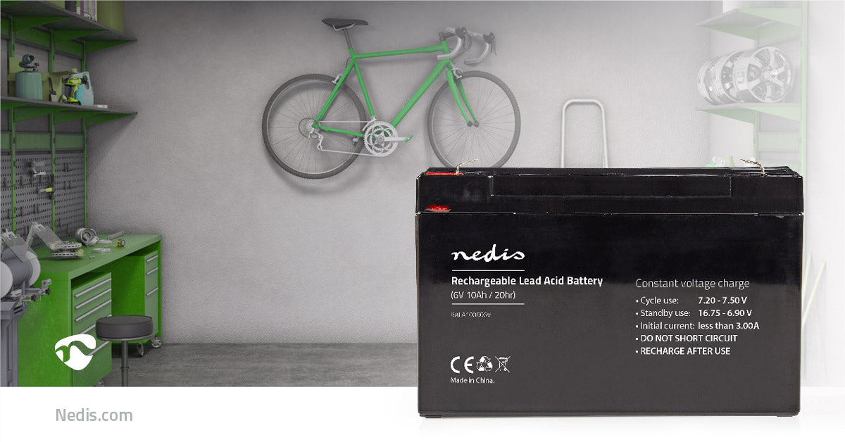 Nedis Battery - Lead-Acid, Rechargeable, 6 V, 6 V - 10000 mAh