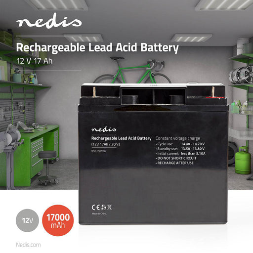 Nedis Battery - Lead-Acid, Rechargeable, 12 V, 12 V - 17000 mAh