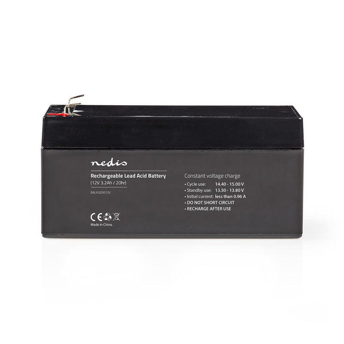 Nedis Battery - Lead-Acid, Rechargeable, 12 V, 12 V - 3200 mAh