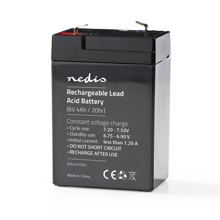 Nedis Battery - Lead-Acid, Rechargeable, 6 V, 6 V - 4000 mAh