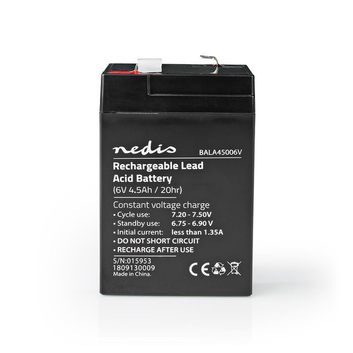 Nedis Battery - Lead-Acid, Rechargeable, 6 V, 6 V - 4500 mAh