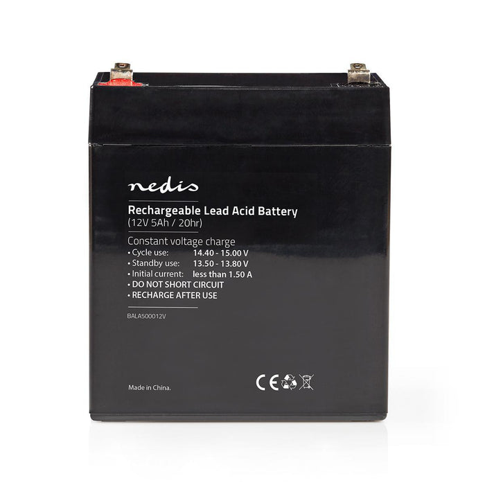 Nedis Battery - Lead-Acid, Rechargeable, 12 V, 12 V - 5000 mAh