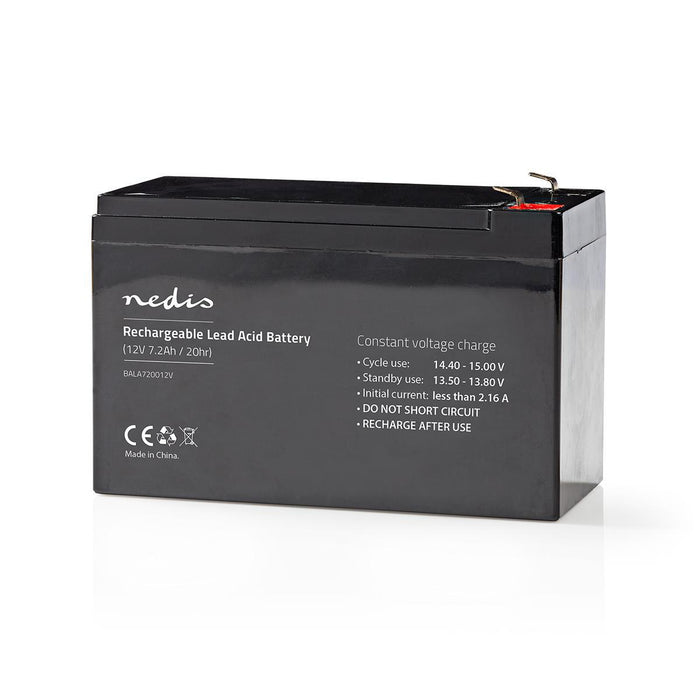 Nedis Battery - Lead-Acid, Rechargeable, 12 V, 12 V - 7200 mAh