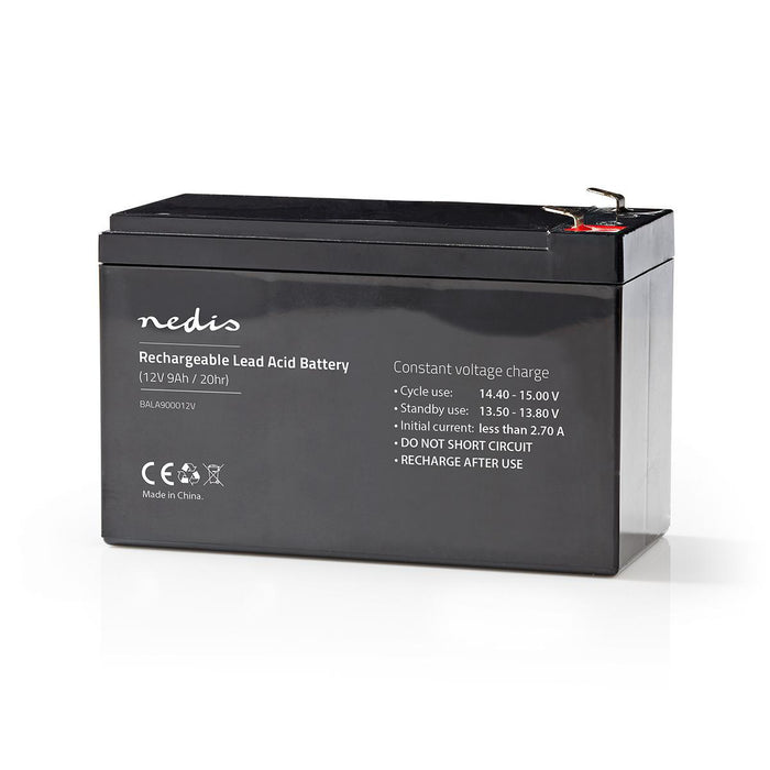 Nedis Battery - Lead-Acid, Rechargeable, 12 V, 12 V - 9000 mAh