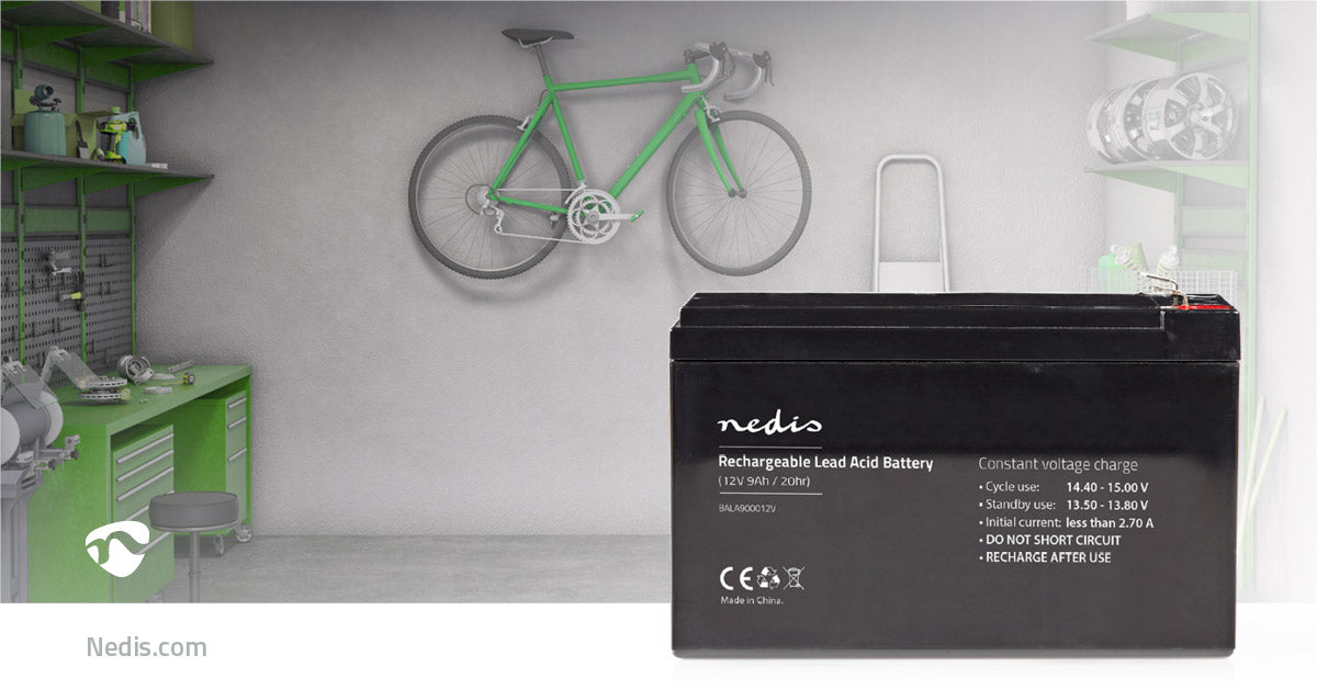 Nedis Battery - Lead-Acid, Rechargeable, 12 V, 12 V - 9000 mAh