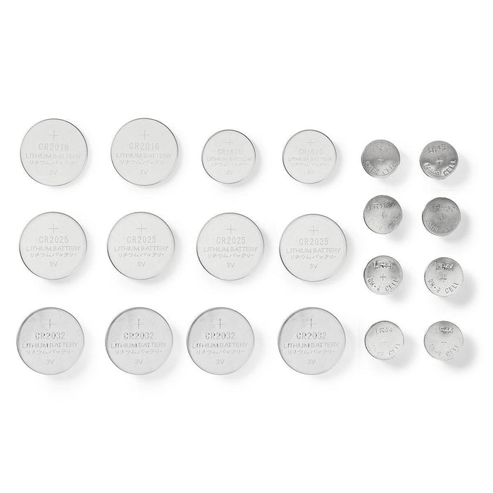 Nedis Lithium / Alkaline Button Cell Battery Multi Pack - 1.5 / 3 V DC, Alkaline / Lithium, CR1620 / CR2016 / CR2025 / CR2032 / LR43 / LR44 / LR54, Number of batteries: 20 pcs - Various Devices