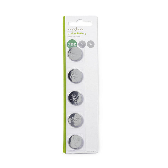 Nedis Lithium Button Cell Battery CR2032 - 3 V DC - 5-Blister - Silver, 