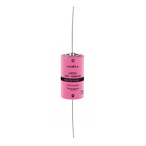 Nedis Lithium Thionyl Chloride Battery ER14250 - 3.6 V DC, Lithium Thionyl Chloride, 1200 mAh, Solder Wire - Pink