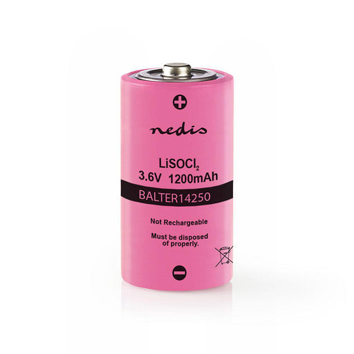 Nedis Lithium Thionyl Chloride Battery ER14250 - 3.6 V DC, Lithium Thionyl Chloride, 1200 mAh, ER14250 - Pink