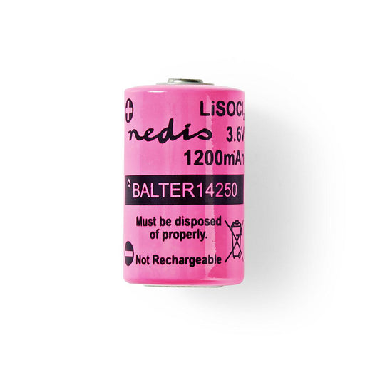 Nedis Lithium Thionyl Chloride Battery ER14250 - 3.6 V DC, Lithium Thionyl Chloride, 1200 mAh, ER14250 - Pink