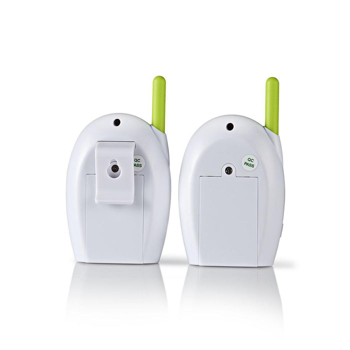 Nedis Audio Baby Monitor - FHSS (Frequency-Hopping Spread Spectrum), With talk back function, Range: 300 m, Battery Powered / Mains Powered - Green / White