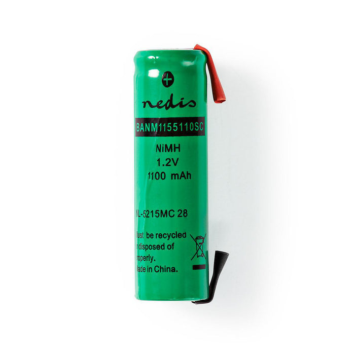 Nedis Rechargeable NiMH Battery - 1.2 V, 1100 mAh, Solder Tabs, Solder Tabs - 1-Polybag