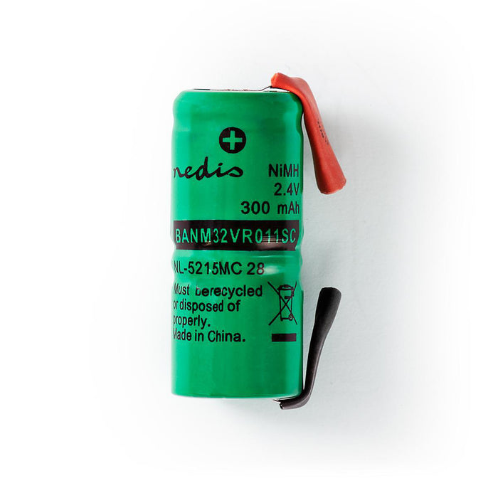 Nedis Rechargeable NiMH Battery Pack - 2.4 V DC, Rechargeable, 300 mAh, Solder Tabs - Green