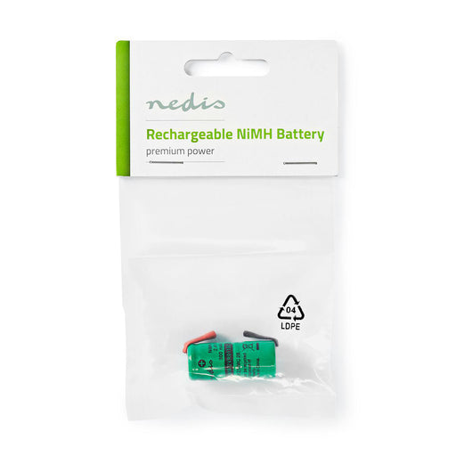 Nedis Rechargeable NiMH Battery Pack - 2.4 V DC, Rechargeable, 300 mAh, Solder Tabs - Green