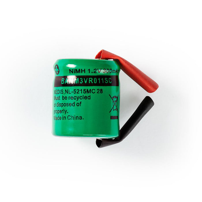 Nedis Rechargeable NiMH Battery - 1.2 V, 300 mAh, Solder Tabs, Solder Tabs - 1-Polybag