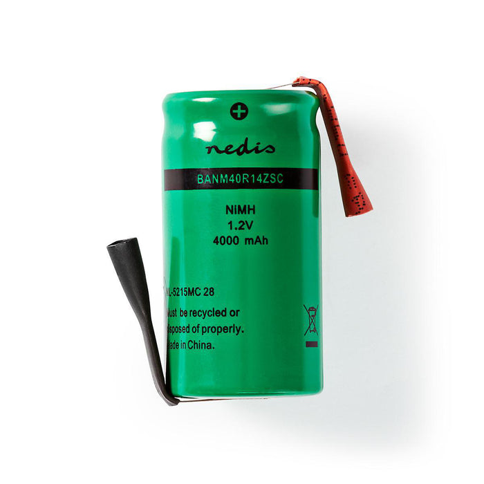 Nedis Rechargeable NiMH Battery Pack - 1.2 V DC, Rechargeable, 4000 mAh, Solder Tabs - Green