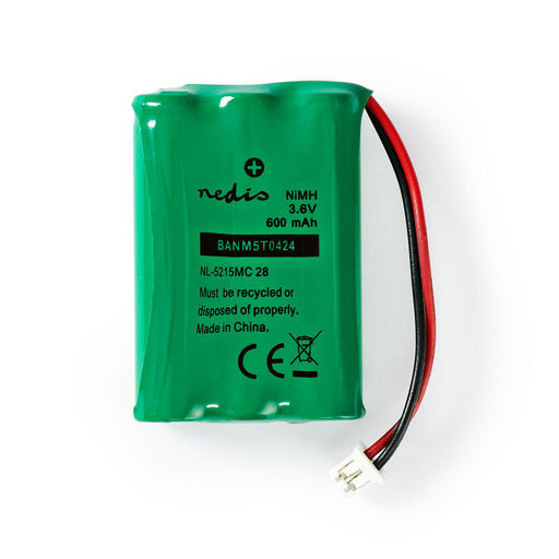 Nedis Rechargeable NiMH Battery Pack - 3.6 V DC, Rechargeable, 600 mAh, 2-Fase Phone Connector - Green