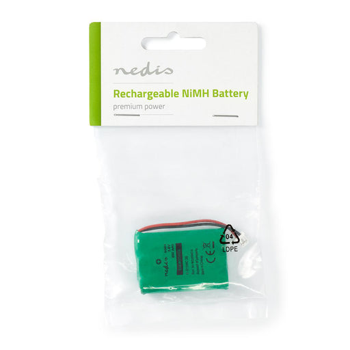 Nedis Rechargeable NiMH Battery Pack - 3.6 V DC, Rechargeable, 600 mAh, 2-Fase Phone Connector - Green