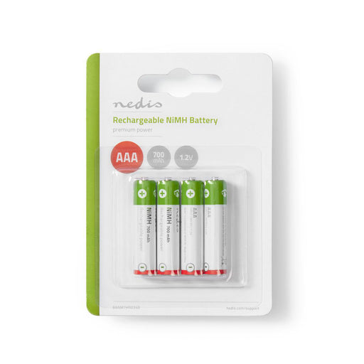 Nedis Rechargeable NiMH Battery AAA - 1.2 V DC, 700 mAh, Precharged, Precharged - 4-Blister