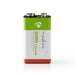 Nedis Rechargeable NiMH Battery E-Block - 8.4 V DC, 250 mAh, Precharged, 6LR61 - Green / Red