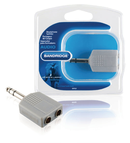 Bandridge Stereo Audio Adapter 6.35 mm Male - 2x 6.35 mm Female Grey