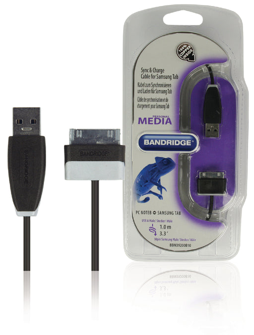 Bandridge Sync and Charge Cable Samsung 30-Pin Male - USB-A Male 1.00 m Black