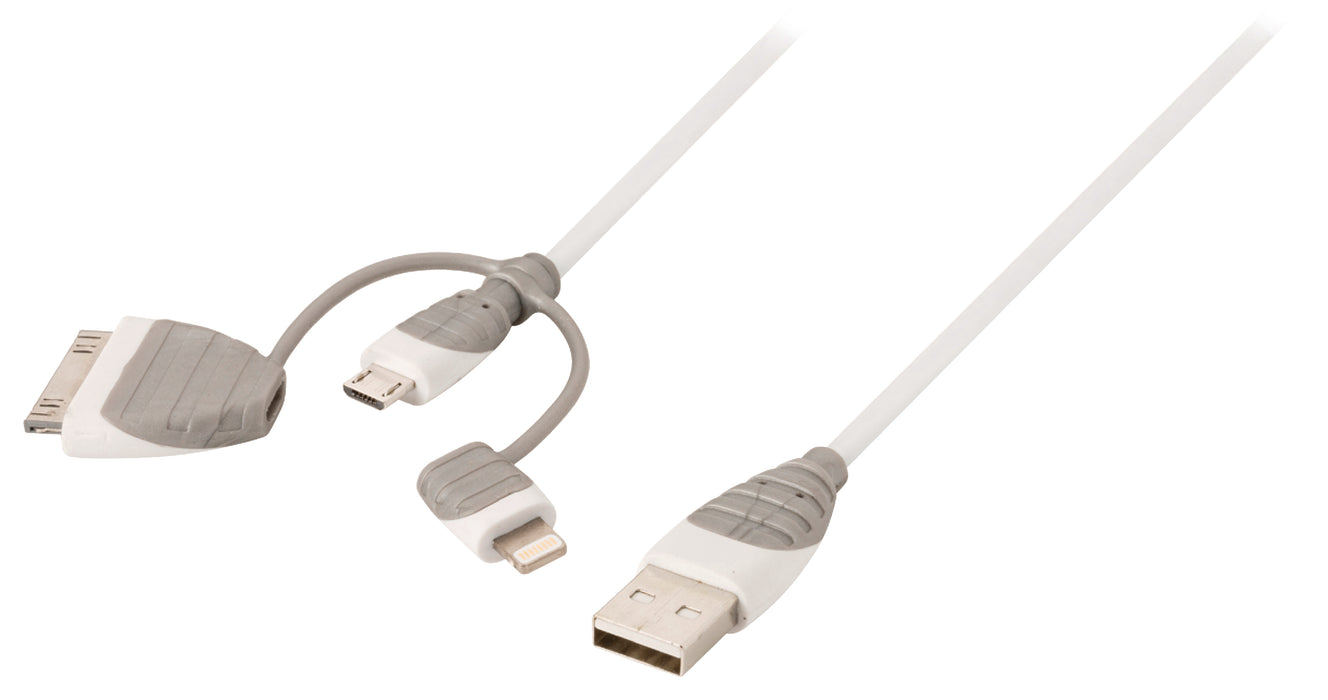 Bandridge 3-in-1 Sync and Charge Cable USB-A Male - Micro B Male 1.00 m White + 30-Pin Dock Adapter / Lightning Adapter