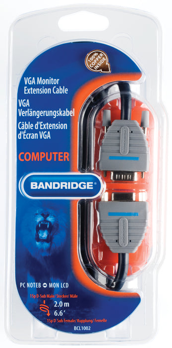 Bandridge VGA Extension Cable VGA Male - VGA Female 2.00 m Blue