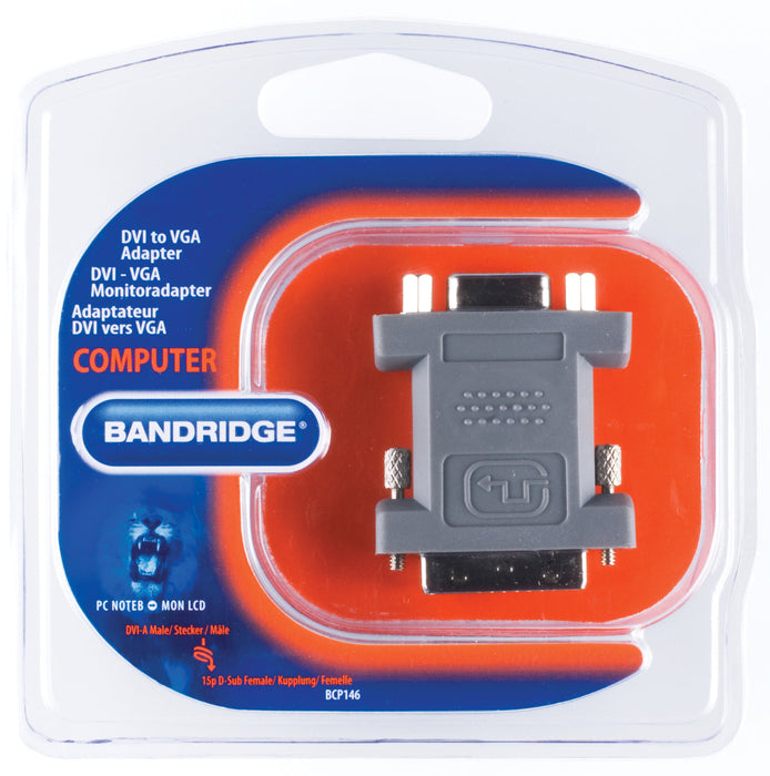 Bandridge DVI Adapter DVI-A 12+5-Pin Male - VGA Female Grey