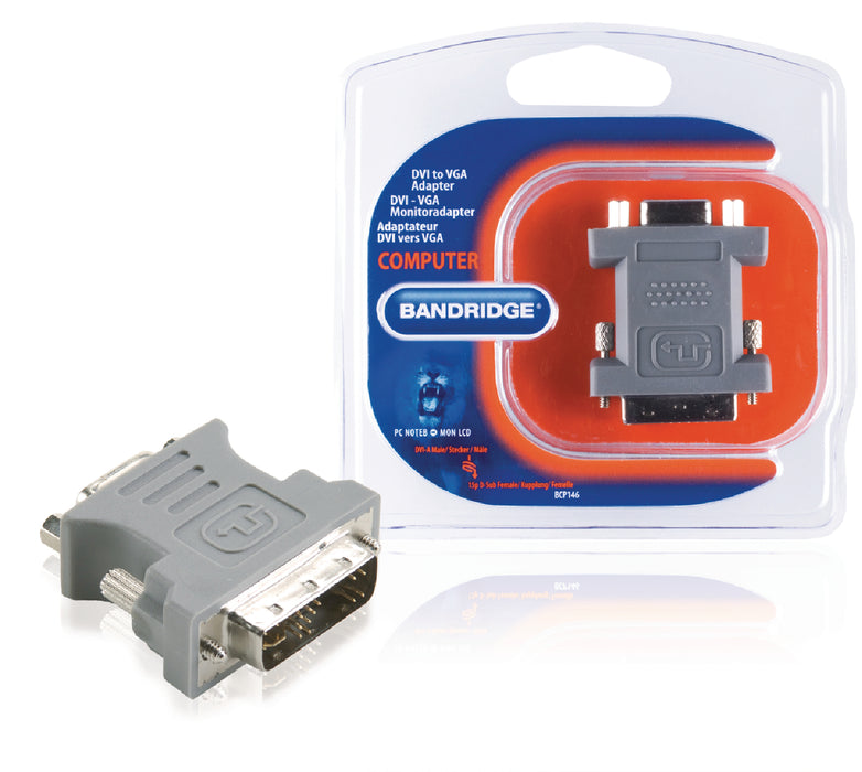 Bandridge DVI Adapter DVI-A 12+5-Pin Male - VGA Female Grey