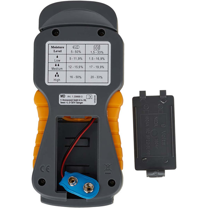 Brennenstuhl Moisture Meter for Wood / Walls / Building material with LCD Display Anthracite / Yellow