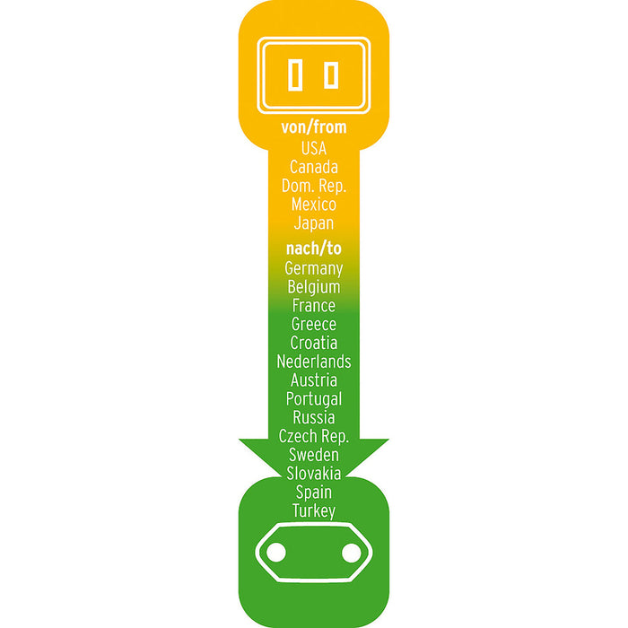 Brennenstuhl Travel Adapter USA-to-Europe with 2.5 A Fuse