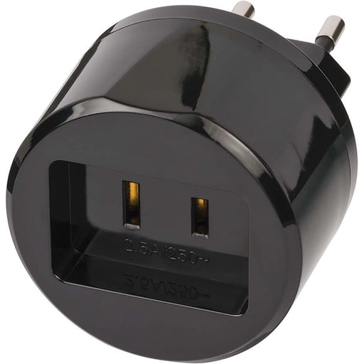 Brennenstuhl Travel Adapter USA-to-Europe with 2.5 A Fuse