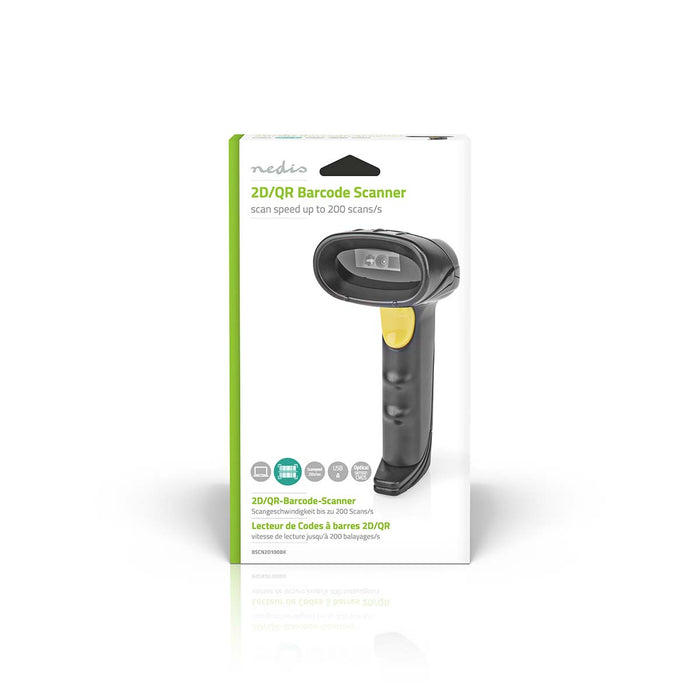 Nedis Barcode Scanner - CMOS, Wired, 1D Linear / 2D/QR, USB Powered - USB 2.0