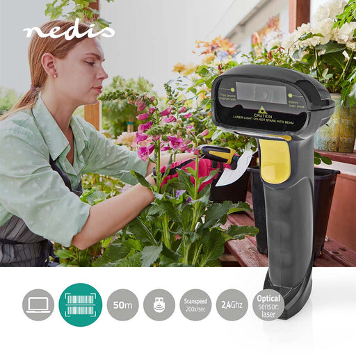 Nedis Barcode Scanner - Laser, Wireless, 1D Linear, Battery Powered / USB Powered - USB Dongle