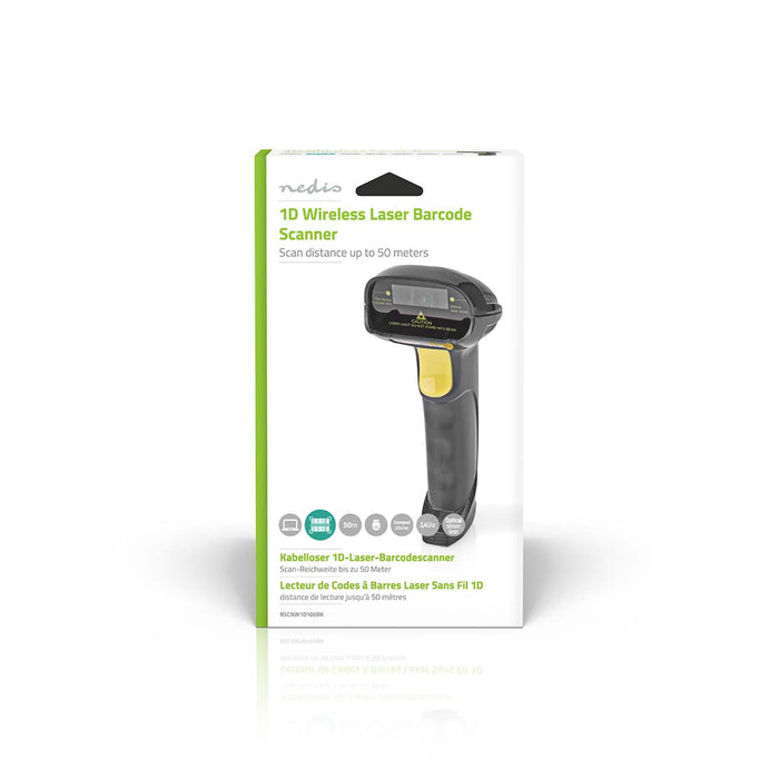 Nedis Barcode Scanner - Laser, Wireless, 1D Linear, Battery Powered / USB Powered - USB Dongle