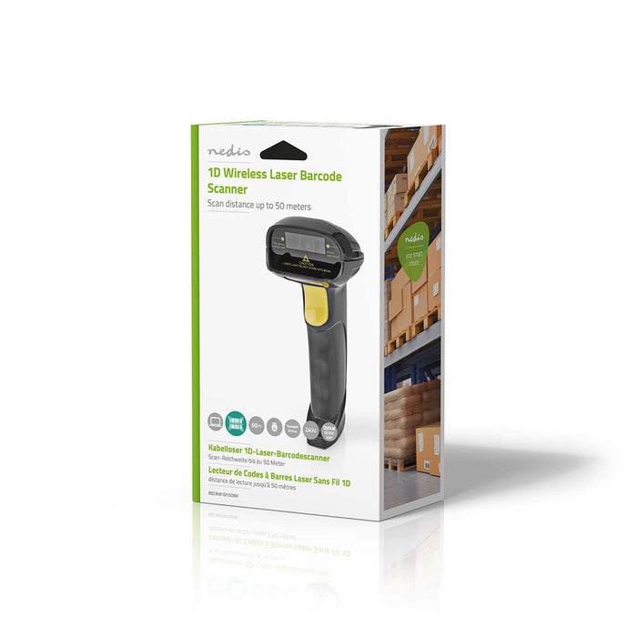 Nedis Barcode Scanner - Laser, Wireless, 1D Linear, Battery Powered / USB Powered - USB Dongle