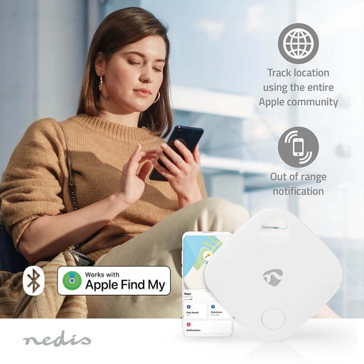 Nedis Key Finder - Compatible with: Apple Find My App, Battery Powered, 1x CR2032, White - 1 pcs