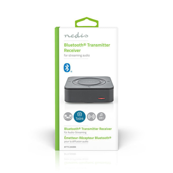 Nedis Bluetooth® Transmitter Receiver - Connection input: 1x AUX / 1x SPDIF, Connection output: 1x AUX / 1x SPDIF, AptX Low latency / AptX / SBC, Battery play time: 22 hrs - Black