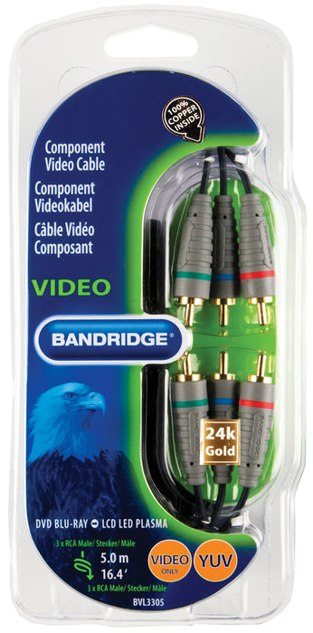 Bandridge Component Video Cable 3x RCA Male - 3x RCA Male 5.00 m Blue